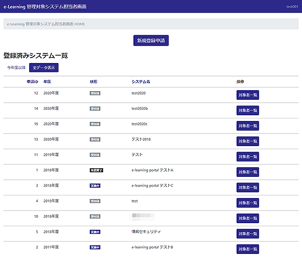 eラーニング担当者用画面